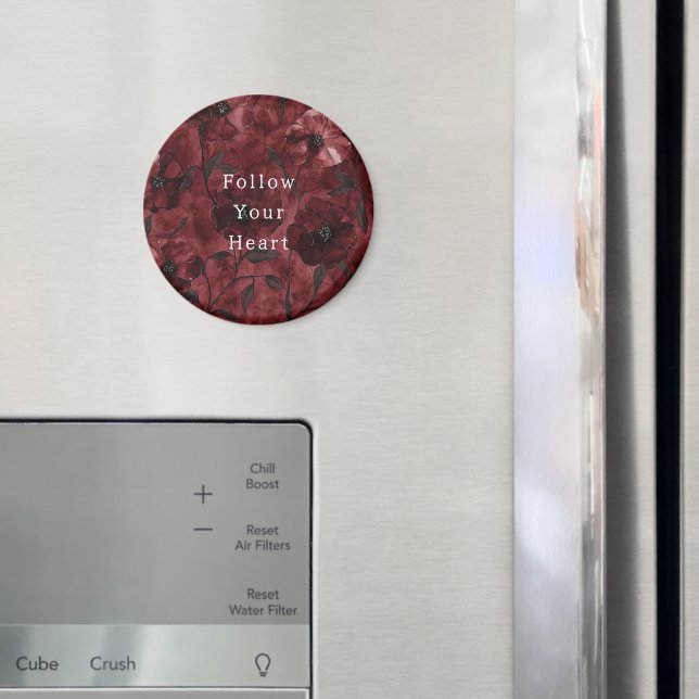 Elegant burgunderröd blommig   magnet (In Situ (Fridge))
