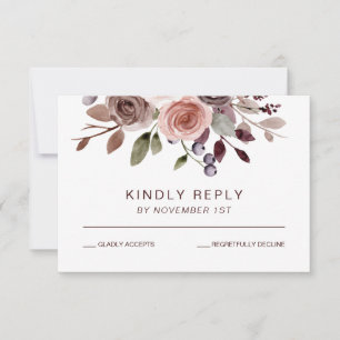 Elegant burgunderröd blomster Höst Bröllop RSVP-ko OSA Kort