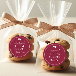 Elegant Burgunderröd Valentines Bröllopsdusch Runt Klistermärke