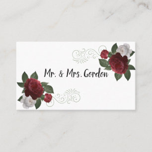 Elegant burgunderrött och rosa blommor eskortkort placeringskort