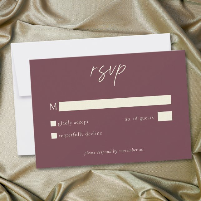 Elegant Burgundervin Minimalistisk Bröllop OSA Kort (Elegant Burgundy Wine Minimalist Wedding RSVP Card)