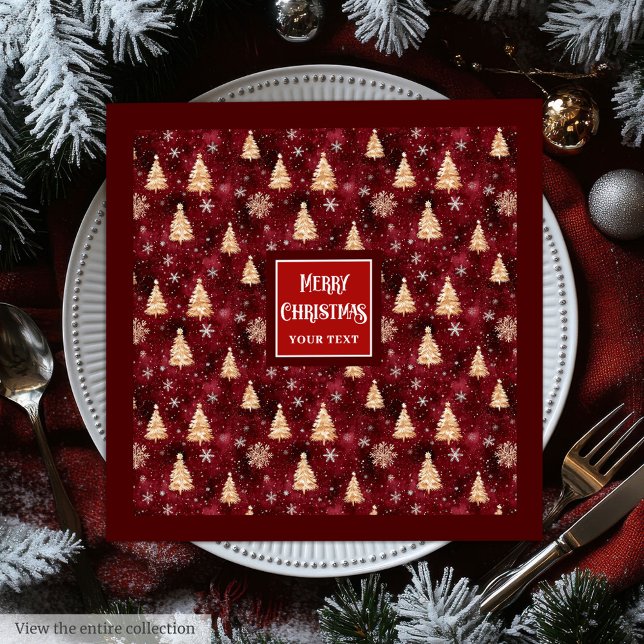 Elegant burgundi och guld Julgranar blöjor Pappersservett (Elegant burgundy and gold Christmas trees napkins)