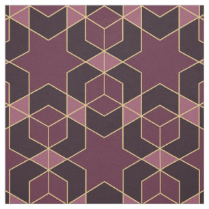 Elegant-burgundisk guld-geometrisk stjärna CC1259 Tyg