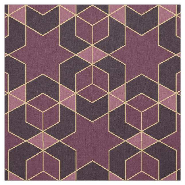 Elegant-burgundisk guld-geometrisk stjärna CC1259 Tyg (Provkarta)