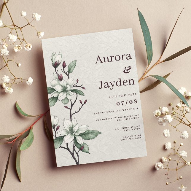 Elegant burgundvit mynta blommigt snöre bröllop inbjudningar (Elegant burgundy white mint floral lace wedding)