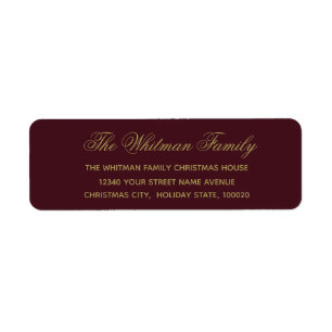 Elegant Burgundy Adress Returadress Etikett