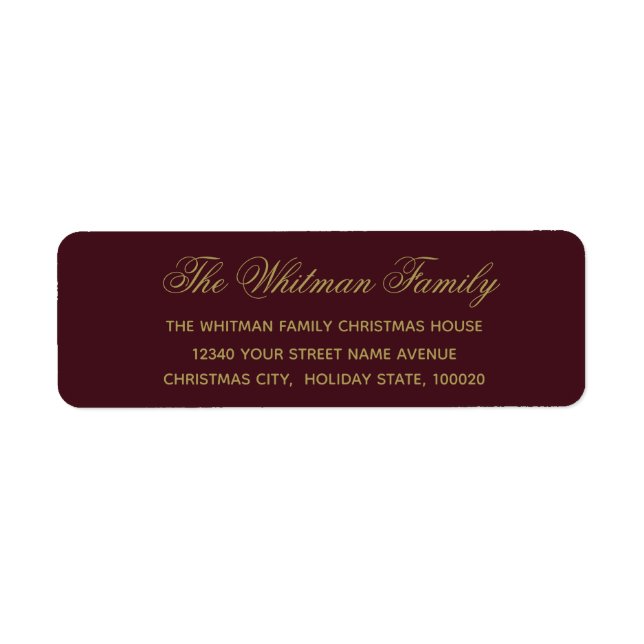 Elegant Burgundy Adress Returadress Etikett (Framsidan)