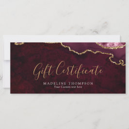 Elegant Burgundy Agate Gift Certificate Gift Card