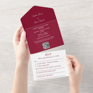Elegant Burgundy allt i en bröllopsinbjudan
