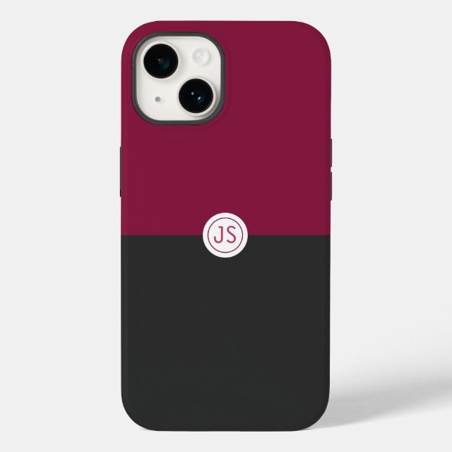 Elegant Burgundy and Black Monogram (Baksida)