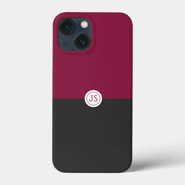 Elegant Burgundy and Black Monogram (Baksida)