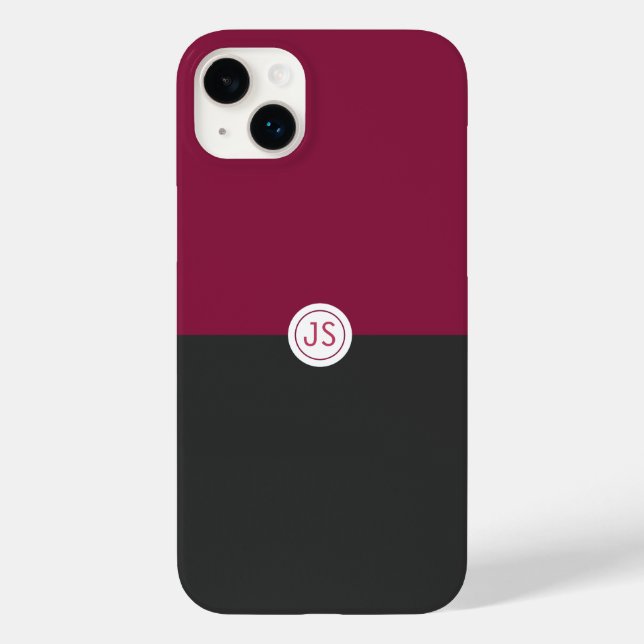 Elegant Burgundy and Black Monogram (Baksida)