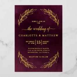 Elegant Burgundy and Gold Botanical Wedding