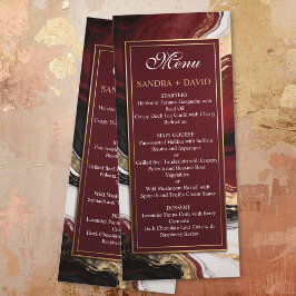 Elegant Burgundy and Gold Marble Wedding Meny