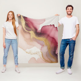 Elegant Burgundy and Gold Watercolor Art Fleecefilt