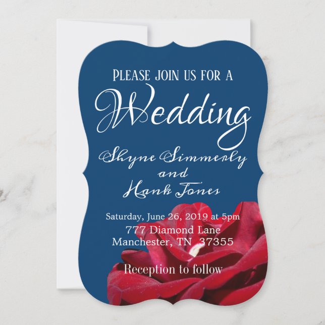 Elegant Burgundy and Navy Blue Winter Wedding Inbjudningar (Framsida)