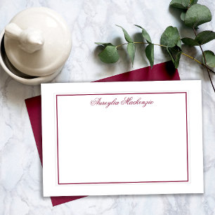 Elegant Burgundy and White Personlig Anteckningskort