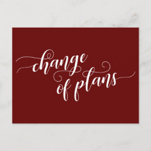 Elegant Burgundy ändring av planer som skjutits up Vykort