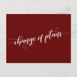 Elegant Burgundy ändring av planer som skjutits up Vykort