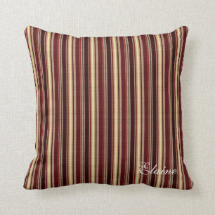 Elegant Burgundy Beige Rand Anpassningsbar Monogra Kudde