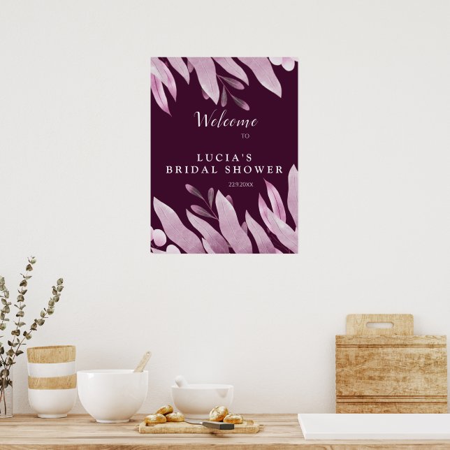 Elegant Burgundy Big Lövs Möhippa Välkommen Poster (Kök)