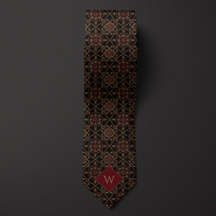 Elegant Burgundy & Black Monogram Slips