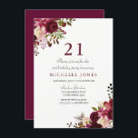 Elegant Burgundy Blommigt 21:a födelsedagsinbjudan Inbjudningar<br><div class="desc">Elegant Burgundy Blommigt 21:a födelsedagsinbjudan Matching-samling i Niche- och Nest-butiken.</div>