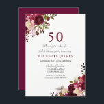 Elegant Burgundy Blommigt 50:e födelsedagsinbjudan Inbjudningar<br><div class="desc">Elegant Burgundy Blommigt 50:e födelsedagsinbjudan Matching-samling i Niche- och Nest-butiken.</div>