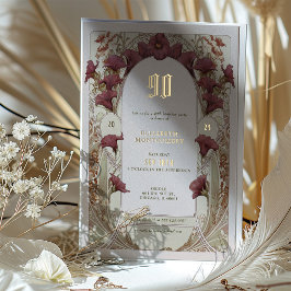 Elegant Burgundy Blommigt 90:e Födelsedagsfest Foi