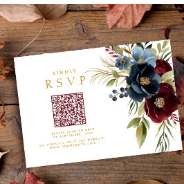Elegant Burgundy Blommigt Bloom QR-bröllop OSA