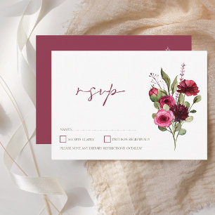 Elegant Burgundy Blommigt Bouquet Bröllop OSA Kort