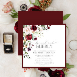 Elegant Burgundy Blommigt Brunch & Bubble Shower Inbjudningar