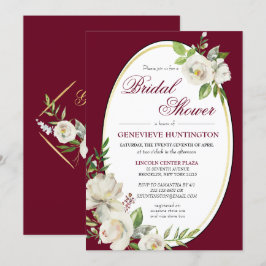 Elegant Burgundy Blommigt Guld Möhippa Inbjudningar