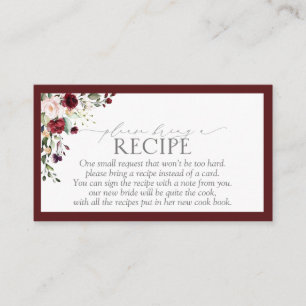 Elegant Burgundy-Blommigt Hämta en recept Tilläggskort