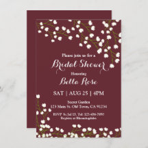 Elegant Burgundy Blommigt Inbjudningskort för möhi