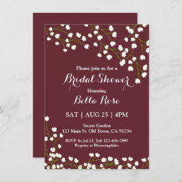 Elegant Burgundy Blommigt Inbjudningskort för möhi