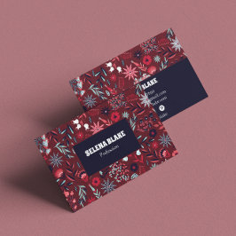 Elegant Burgundy-Blommigt | Modern och Professione Visitkort