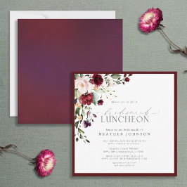 Elegant Burgundy Blommigt Möhippa Luncheon Inbjudningar