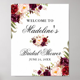 Elegant Burgundy Blommigt Möhippa Poster