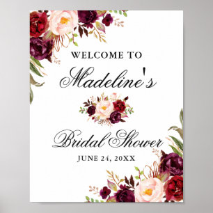 Elegant Burgundy Blommigt Möhippa Poster