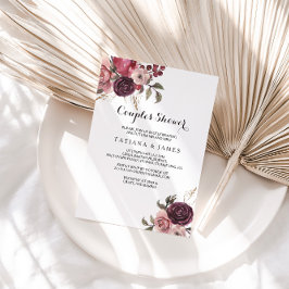 Elegant Burgundy Blommigt Par Shower Inbjudningar