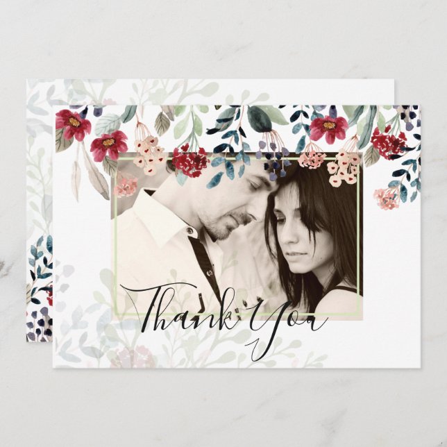 Elegant Burgundy Blommigt Photo Collage Tack (Fram/baksida)