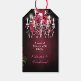 Elegant Burgundy Blommigt Ro Chandelier Bröllop Presentetikett