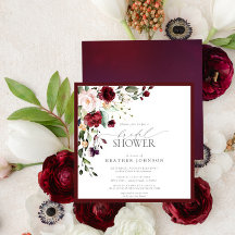 Elegant Burgundy Blommigt Watercolor Möhippa