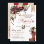 Elegant Burgundy Blommigt Winter Charro Quinceaner Inbjudningar<br><div class="desc">Den röda och grå charroinbjudan till blommigten i vit ros är underbar för en vintersäsong, men kan användas när som helst! Med vacker, djup burgundröd, maronröd och gräddbesprutad vit ros och en blommigt av boho-ludd, en svart charro sombrero, rep och cowgirl-boots med en blombukett. All text är helt och hållet...</div>