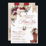 Elegant Burgundy Blommigt Winter Charro Quinceaner Inbjudningar<br><div class="desc">Den röda och grå charroinbjudan till blommigten i vit ros är underbar för en vintersäsong, men kan användas när som helst! Med vacker, djup burgundröd, maronröd och gräddbesprutad vit ros och en blommigt av boho-ludd, en svart charro sombrero, rep och cowgirl-boots med en blombukett. All text är helt och hållet...</div>