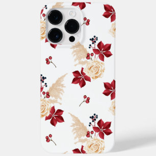Elegant Burgundy-Blommigten Hösten iphone case