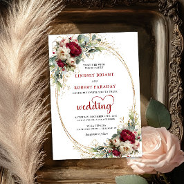 Elegant Burgundy Boho Floral Wedding Invitation Inbjudningar
