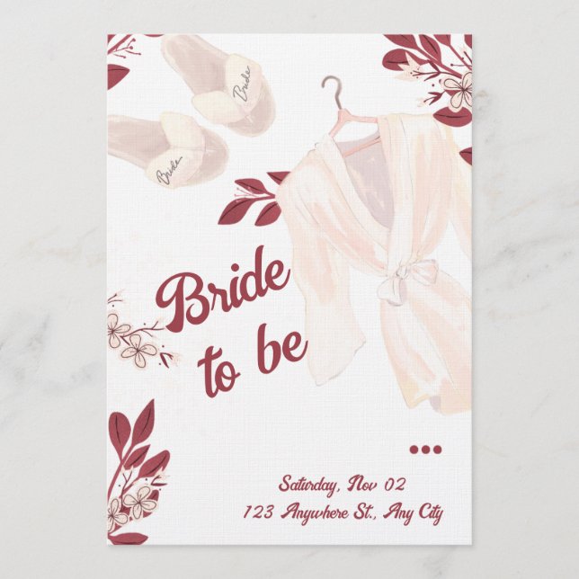 Elegant Burgundy Bridal Shower Invite Inbjudningar (Framsida)