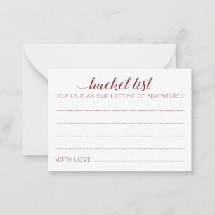 Elegant Burgundy Bröllop Bucket List Advice-kort Rådkort